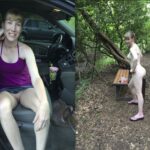 sexy mature wife posing nude outdoors in exhibitionist style
