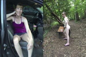 sexy mature wife posing nude outdoors in exhibitionist style