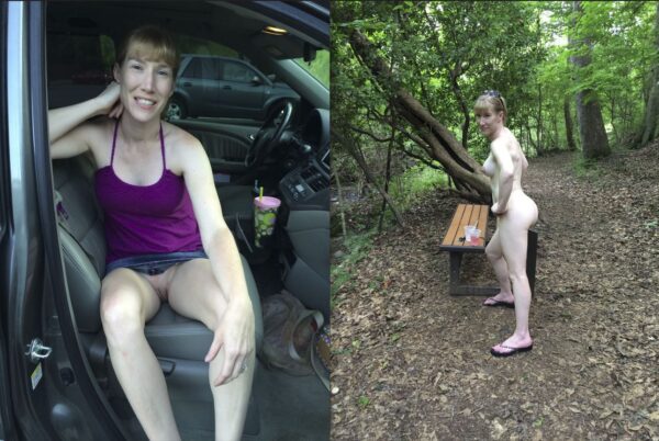 sexy mature wife posing nude outdoors in exhibitionist style