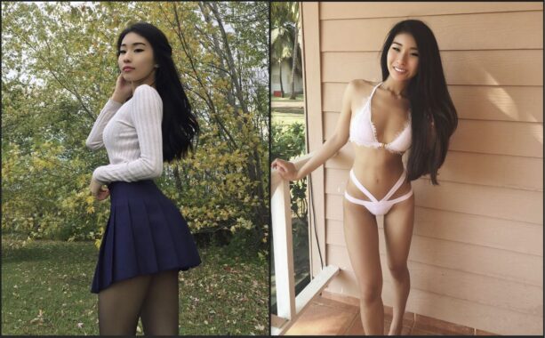 Asian amateur model posing in softcore teasing photo set