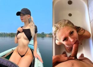 Blonde Curvy Amateur Couple Indoor Photo