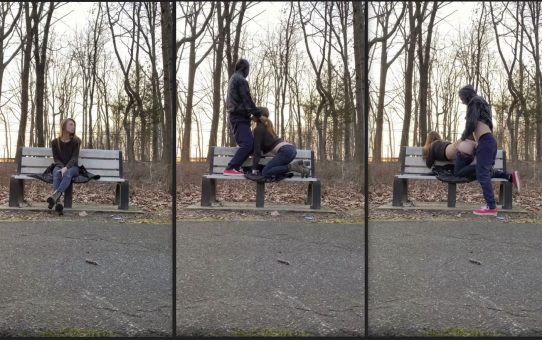 Cute girl park bench video