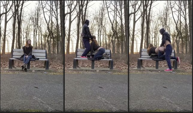 Cute girl park bench video