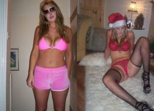 Blonde Amateur In Pink Lingerie Couple Set